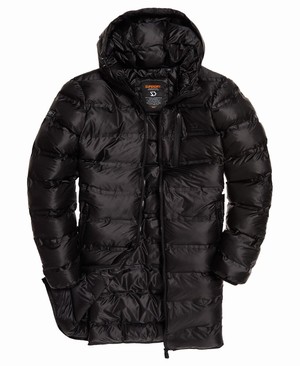 Superdry Echo Quilt Longline Puffer Férfi Kabát Fekete | FPABO8325